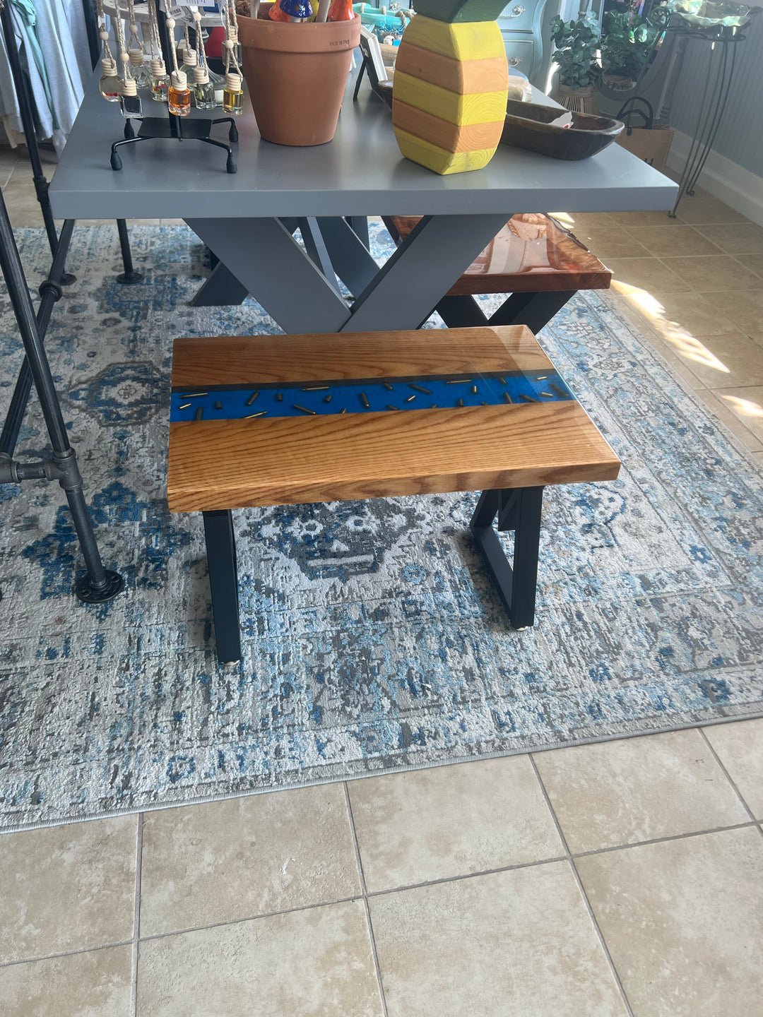 Epoxy Blue Bullet River Side Table