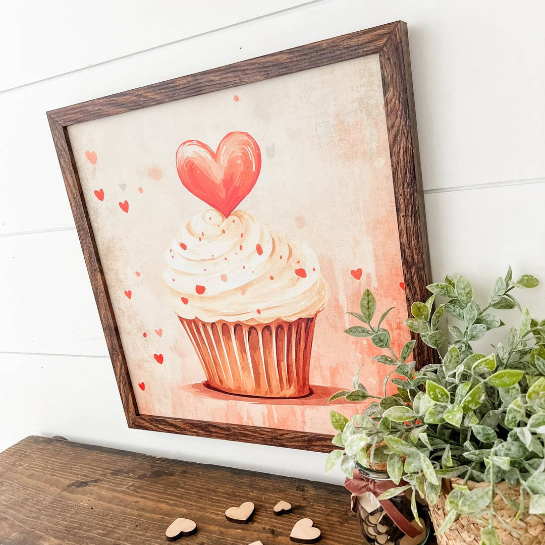 Cupcake Vintage Valentine Sign