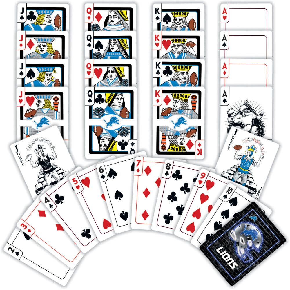 Detroit Lions Neon-Styled Playing Cards - 54 Card Deck
