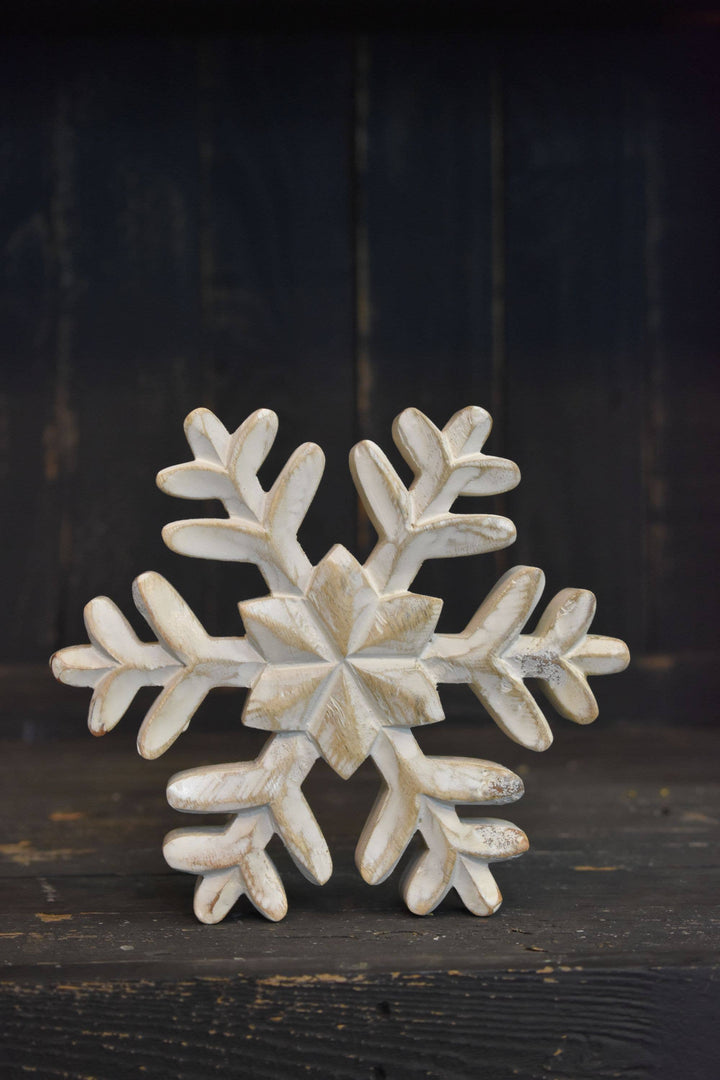 Whitewashed Wooden Snowflake 5x5 inch