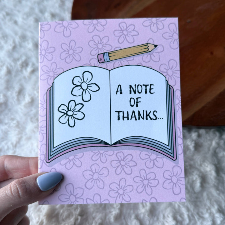 "A note of thanks" Notebook Thank You Card