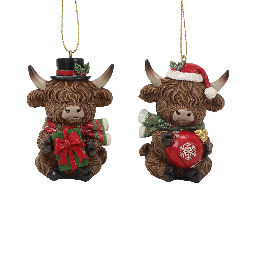 Christmas Highland Cow Hanging Ornament