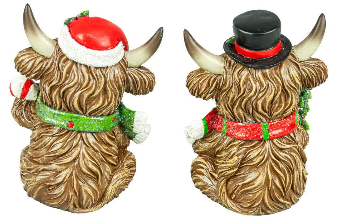 Holly Jolly Christmas Highland Cow 6" Sitter 2 Ast