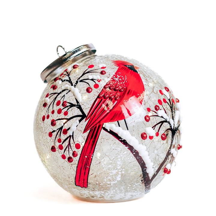 Snow Branch Glass Ornament LED – Christmas Holiday Decor