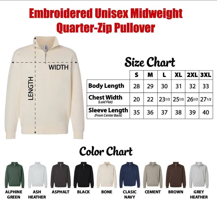 Embroidered USA Quarter Zip Sweatshirt, Retro USA With Flag
