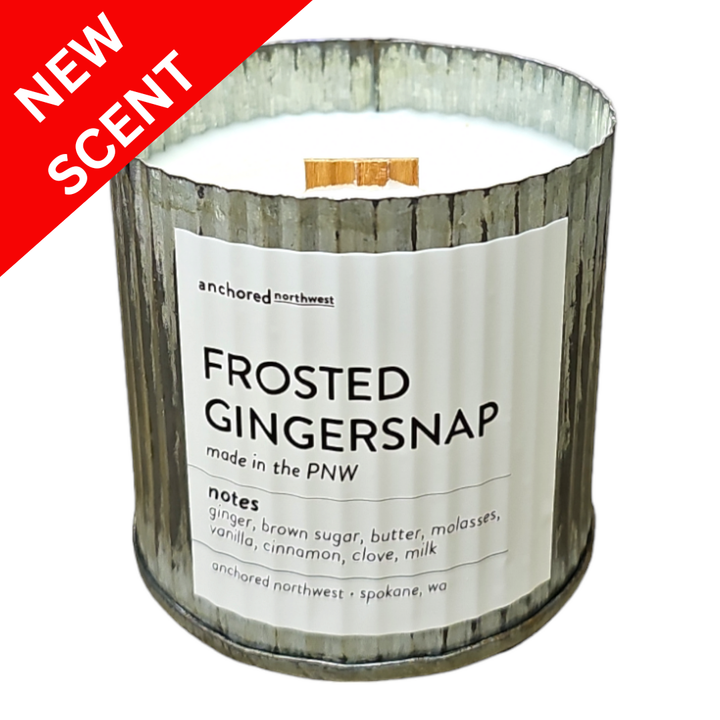 Frosted Gingersnap Rustic Vintage Wood Wick Fall Candle