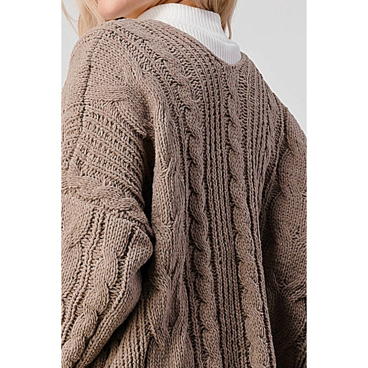 CHUNKY CABLE KNIT OPEN FRONT FALL CARDIGAN