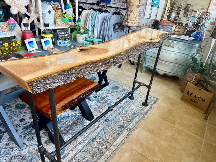 Red Oak Double Live Edge Bar Top