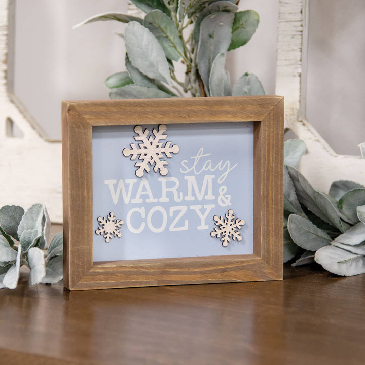 Stay Warm & Cozy Snowflake Framed Sign