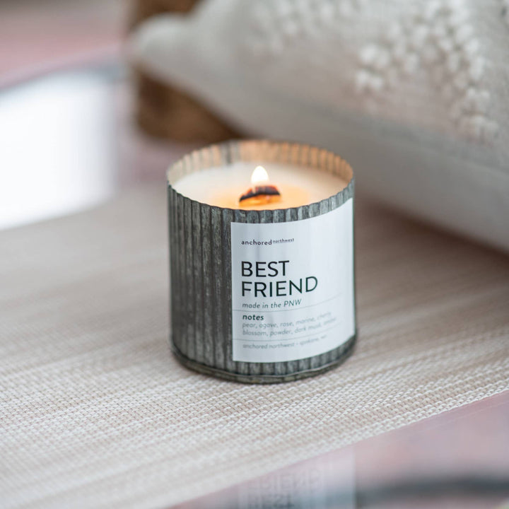 Mistletoe Kisses Rustic Vintage Wood Wick Christmas Candle