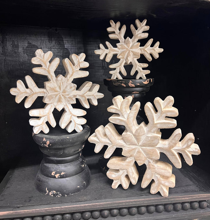 Whitewashed Wooden Snowflake 5x5 inch