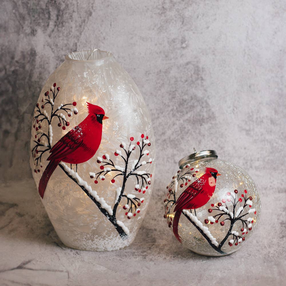 Snow Branch Glass Ornament LED – Christmas Holiday Decor