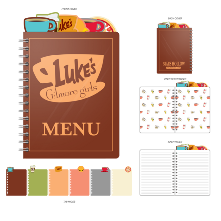 Gilmore Girls Lukes Menu Spiral 6 Tabbed Notebook 6.5x8.5 in