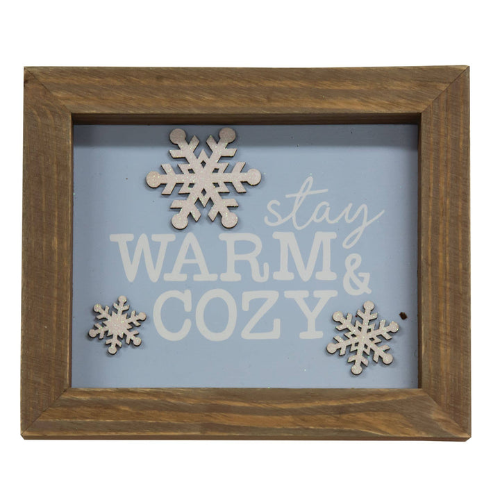 Stay Warm & Cozy Snowflake Framed Sign