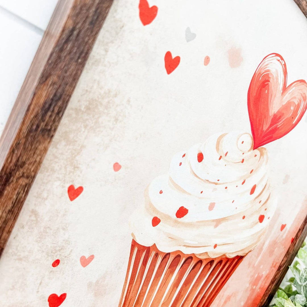 Cupcake Vintage Valentine Sign