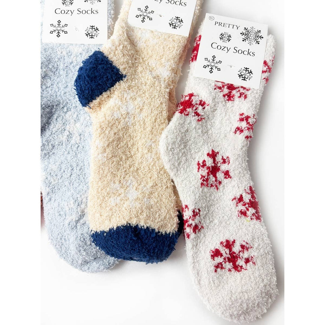 Winter Snowflake Pattern Fuzzy Socks