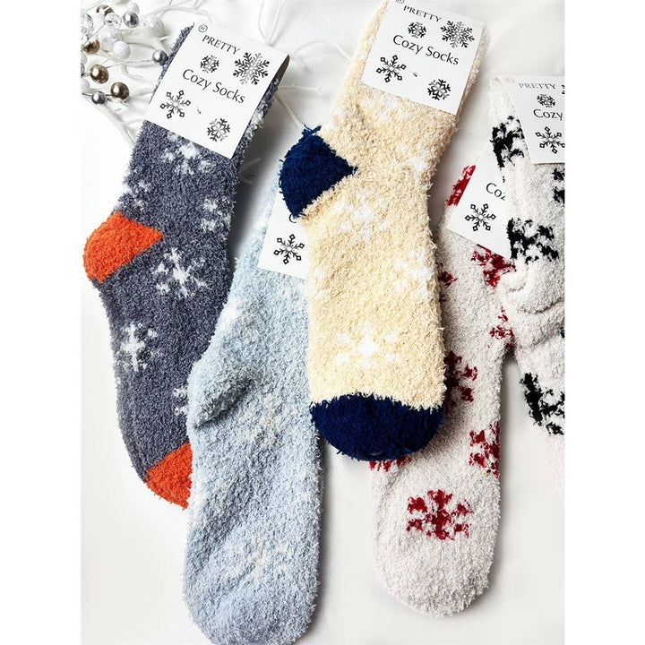 Winter Snowflake Pattern Fuzzy Socks