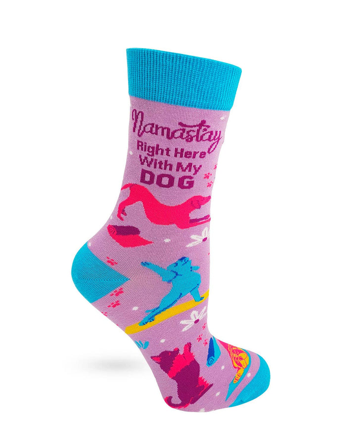 Namastay Right Here with My Dog Women's Crew Socks