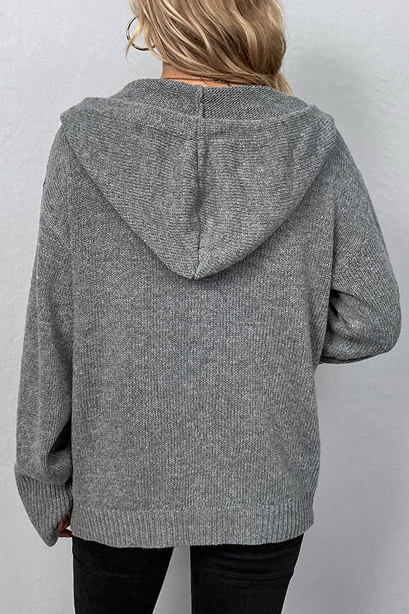 Button Down Open Front Hoodie Cardigan Sweater