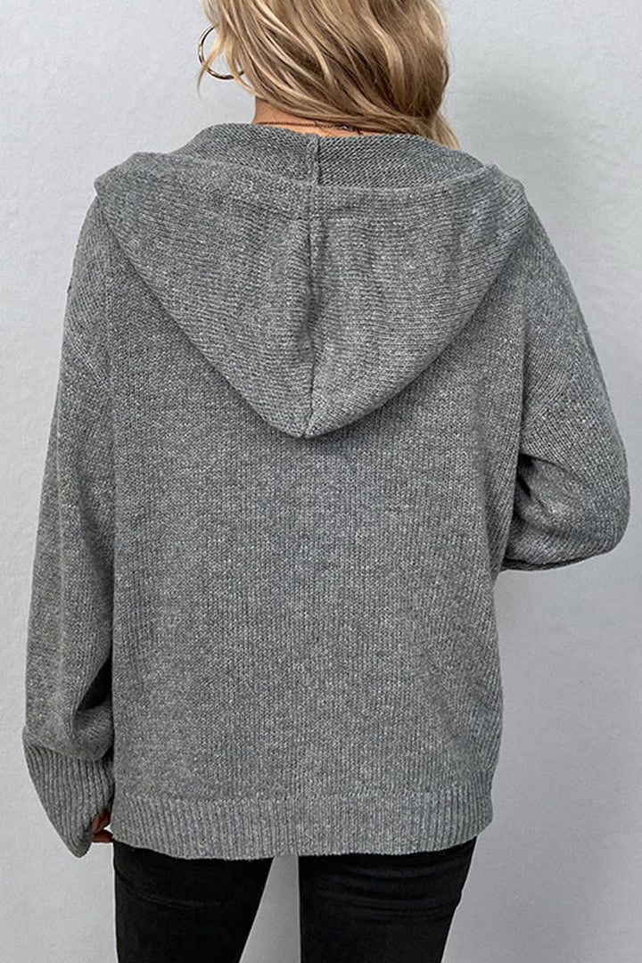 Button Down Open Front Hoodie Cardigan Sweater