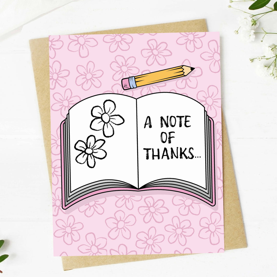 "A note of thanks" Notebook Thank You Card