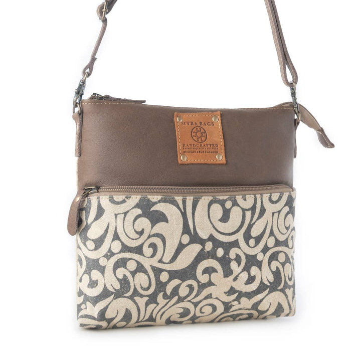 Wildprint Trail upcycled canvas crossbody Bag for Women in ivory with vintage print