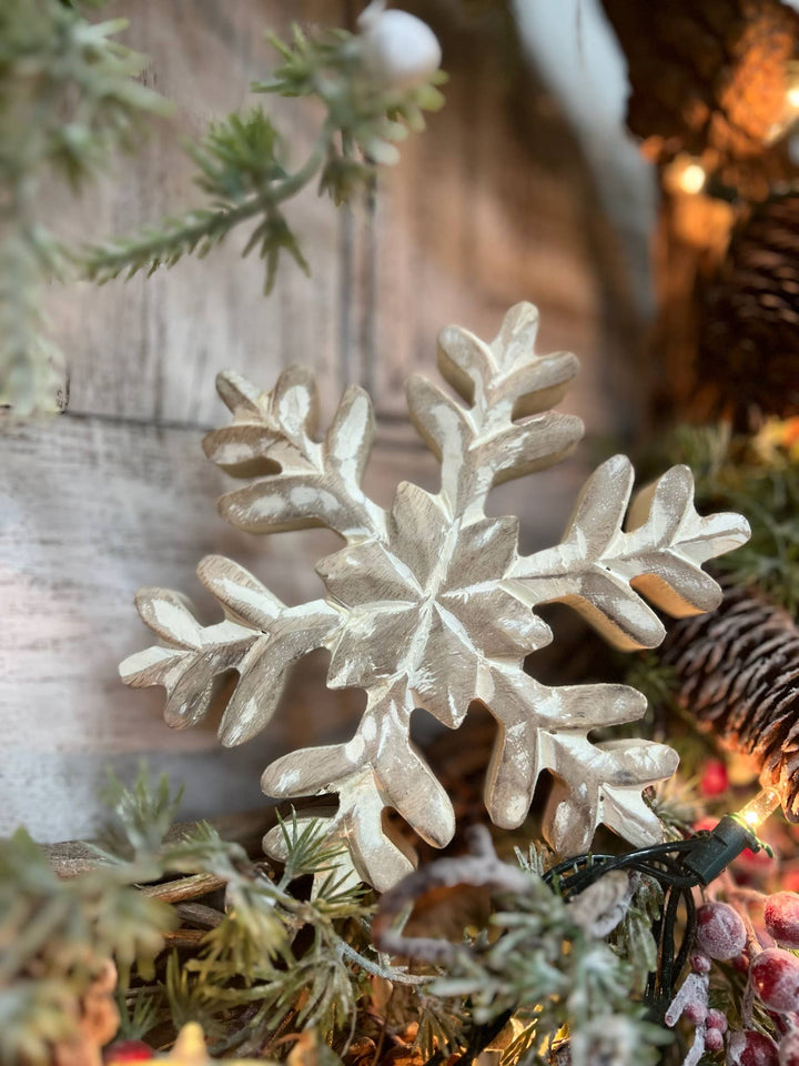Whitewashed Wooden Snowflake 5x5 inch