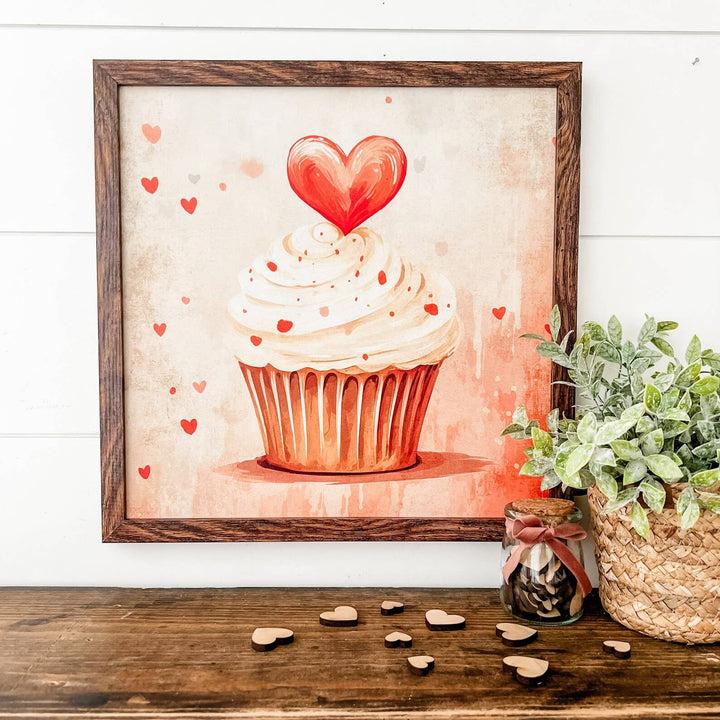 Cupcake Vintage Valentine Sign