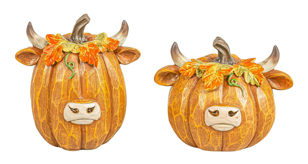 Autumn Leaf Highland Cow Pumpkin 2 Ast