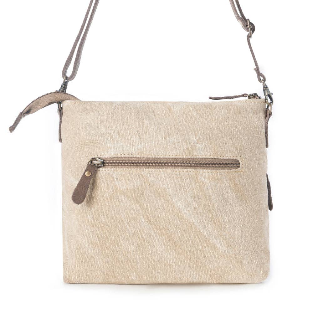 Wildprint Trail upcycled canvas crossbody Bag for Women in ivory with vintage print