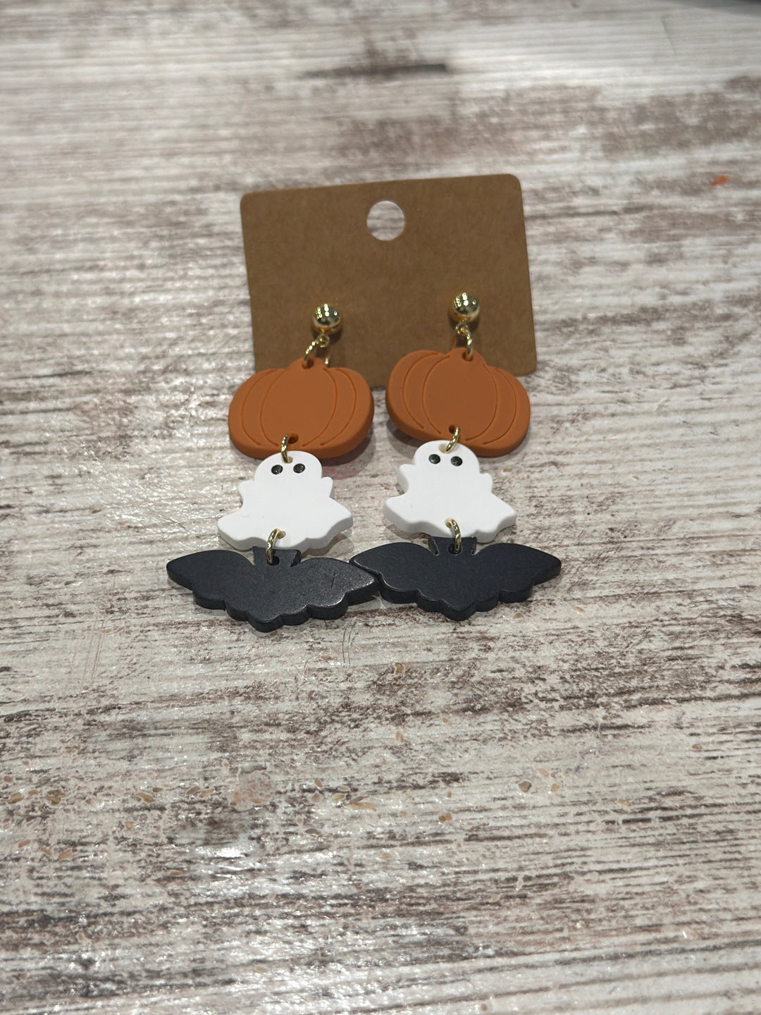 Ghost Pumpkin Bat Dangle Earrings