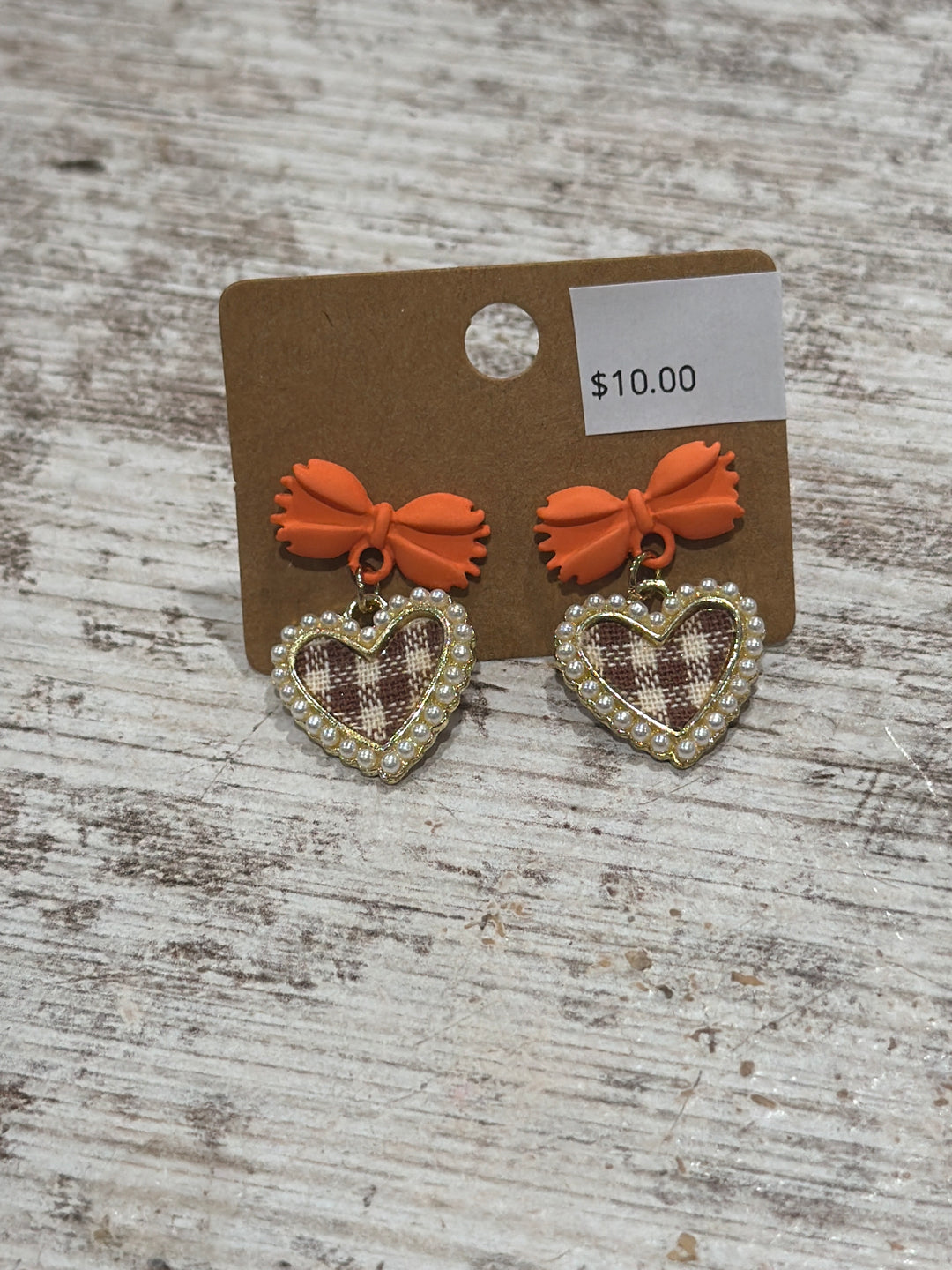 Brown Plaid Hearts