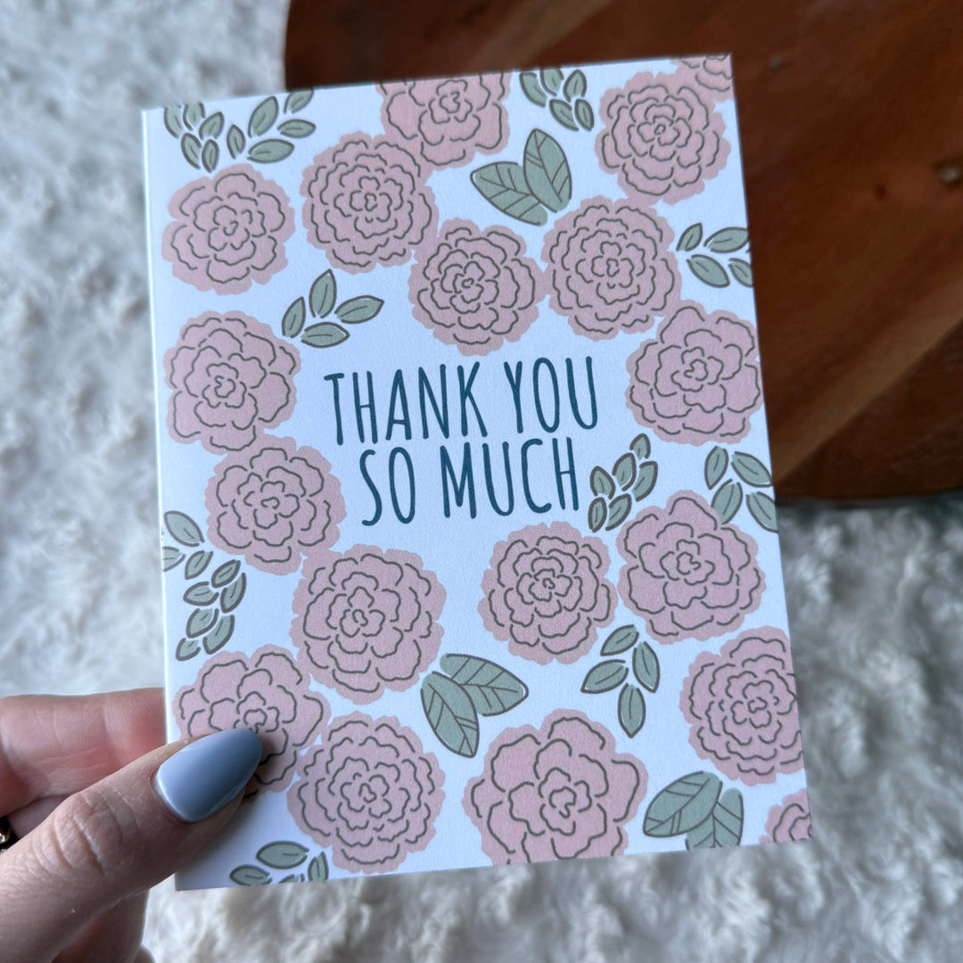 "Thank you so much" Floral Pattern Appreciation Card