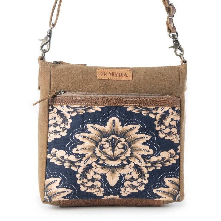 Crestbloom Vintage Crossbody Bag for Women in navy with print detail