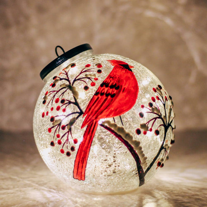 Snow Branch Glass Ornament LED – Christmas Holiday Decor