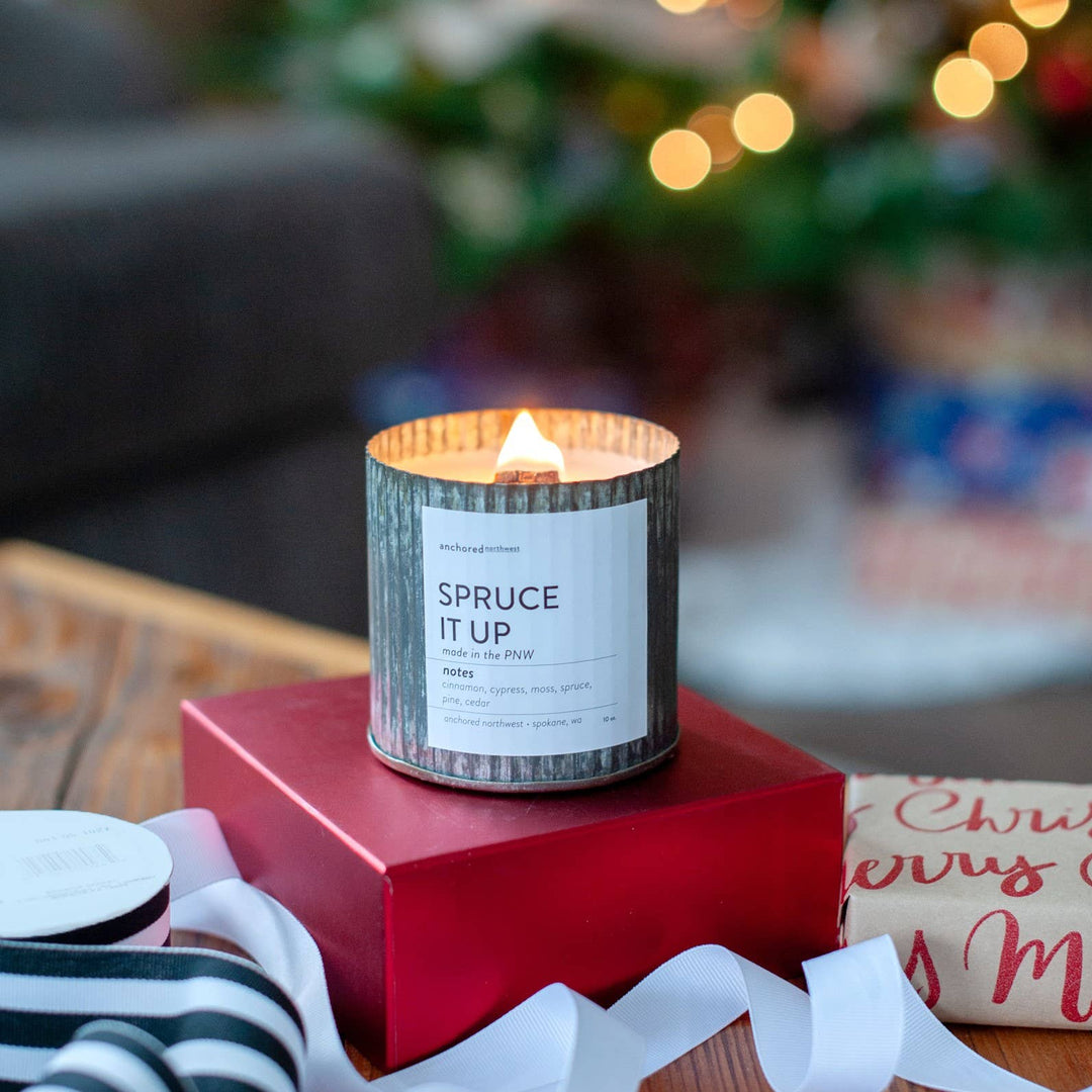 Spruce It up Rustic Vintage Wood Wick Christmas Candle