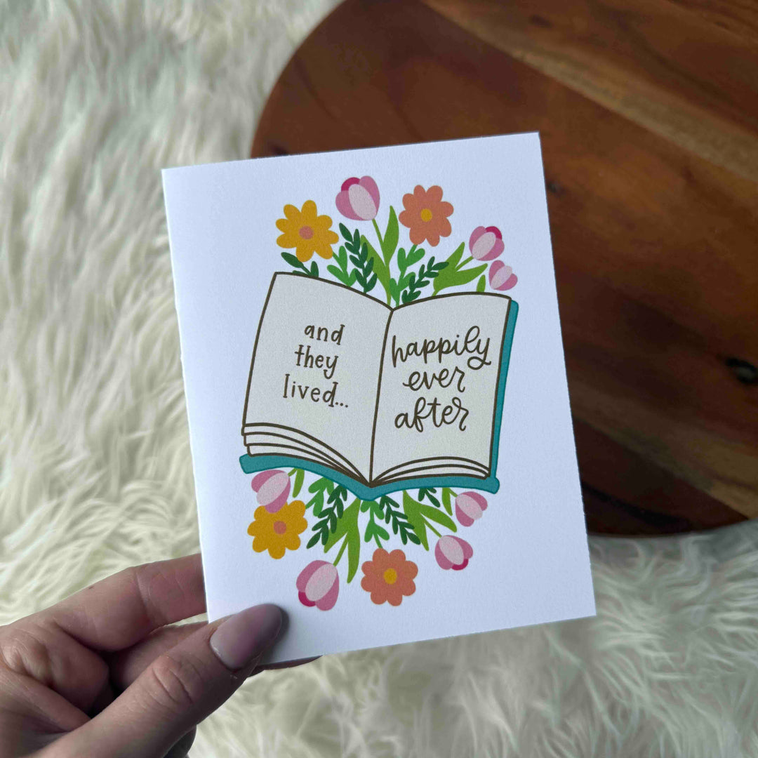 "And they lived happily ever after" Storybook Wedding Card