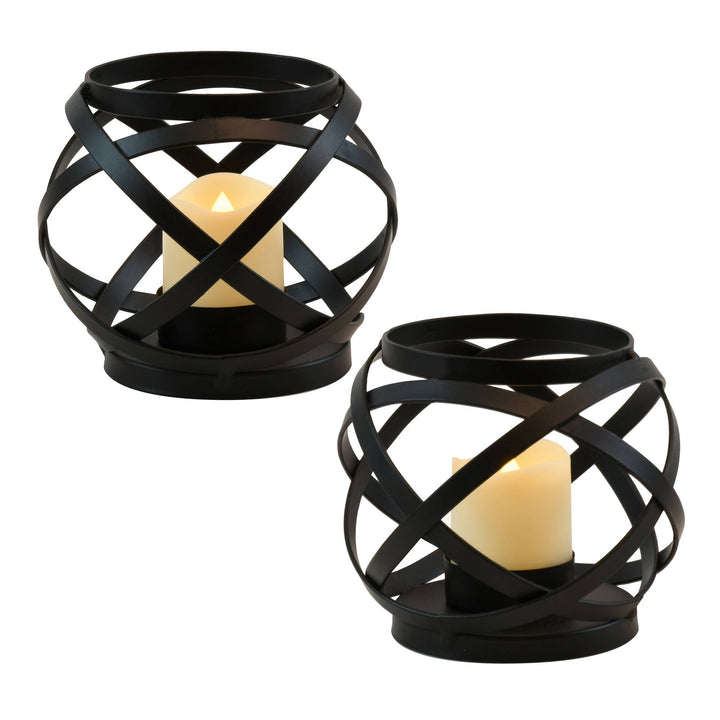 Metal Banded Candleholders with Battery Operated LED Candles