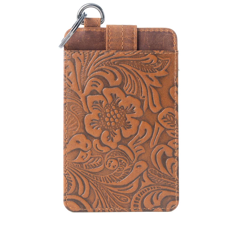 Roper Card Holder for Women in brown with Embossed detail