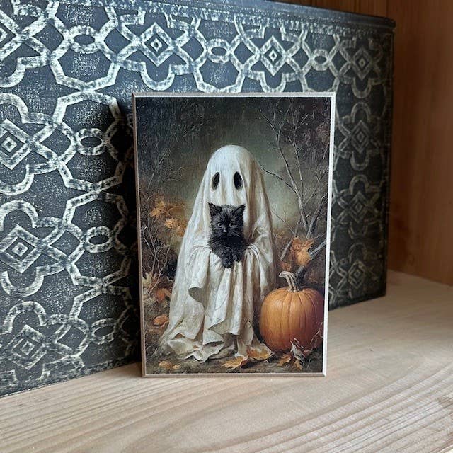 GHOST AND KITTEN 4X6 BLOCK