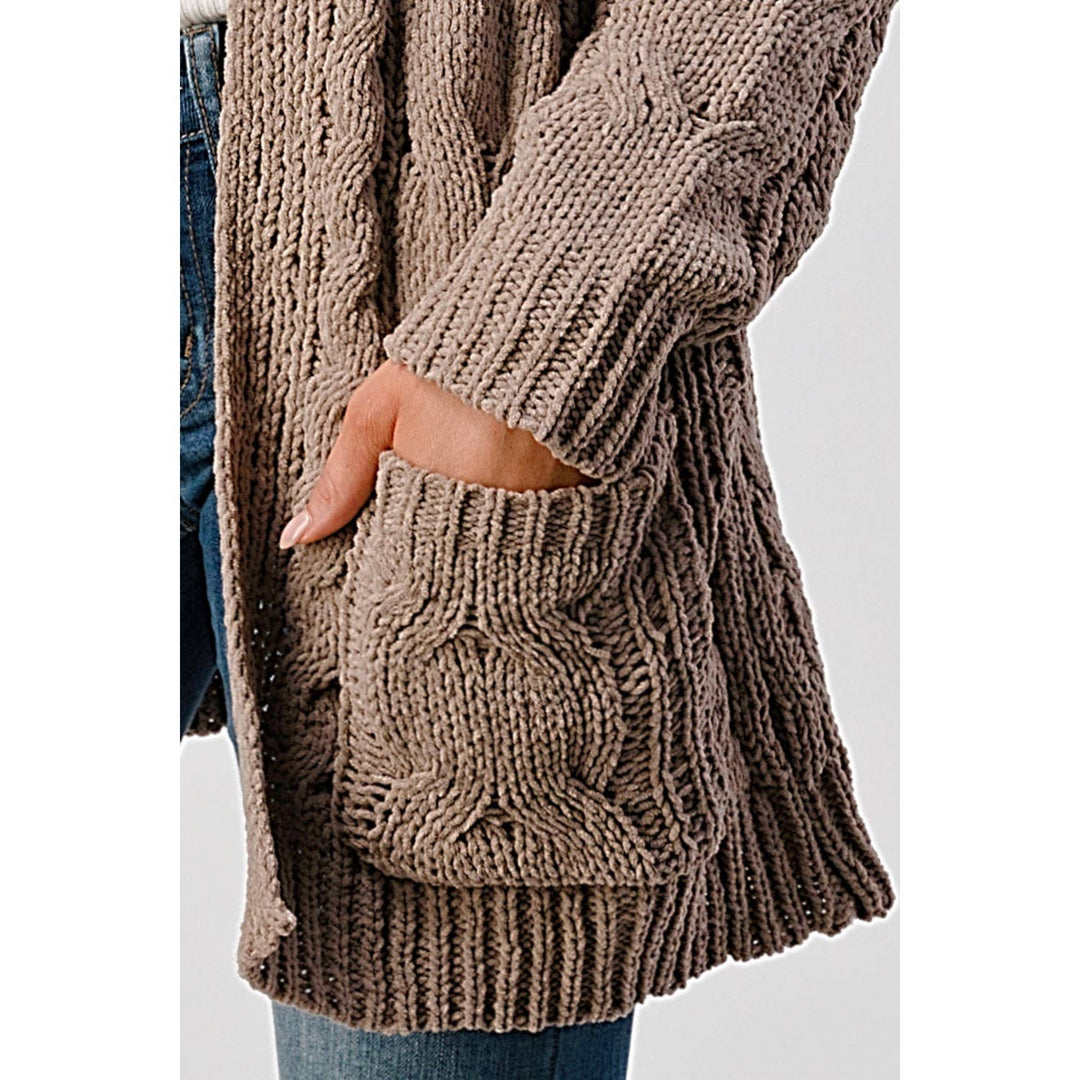 CHUNKY CABLE KNIT OPEN FRONT FALL CARDIGAN