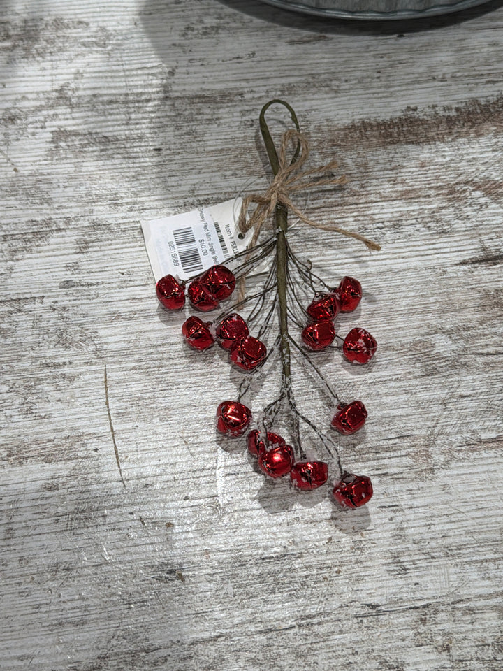 Snowy Red Mini Jingle Bell Teardrop