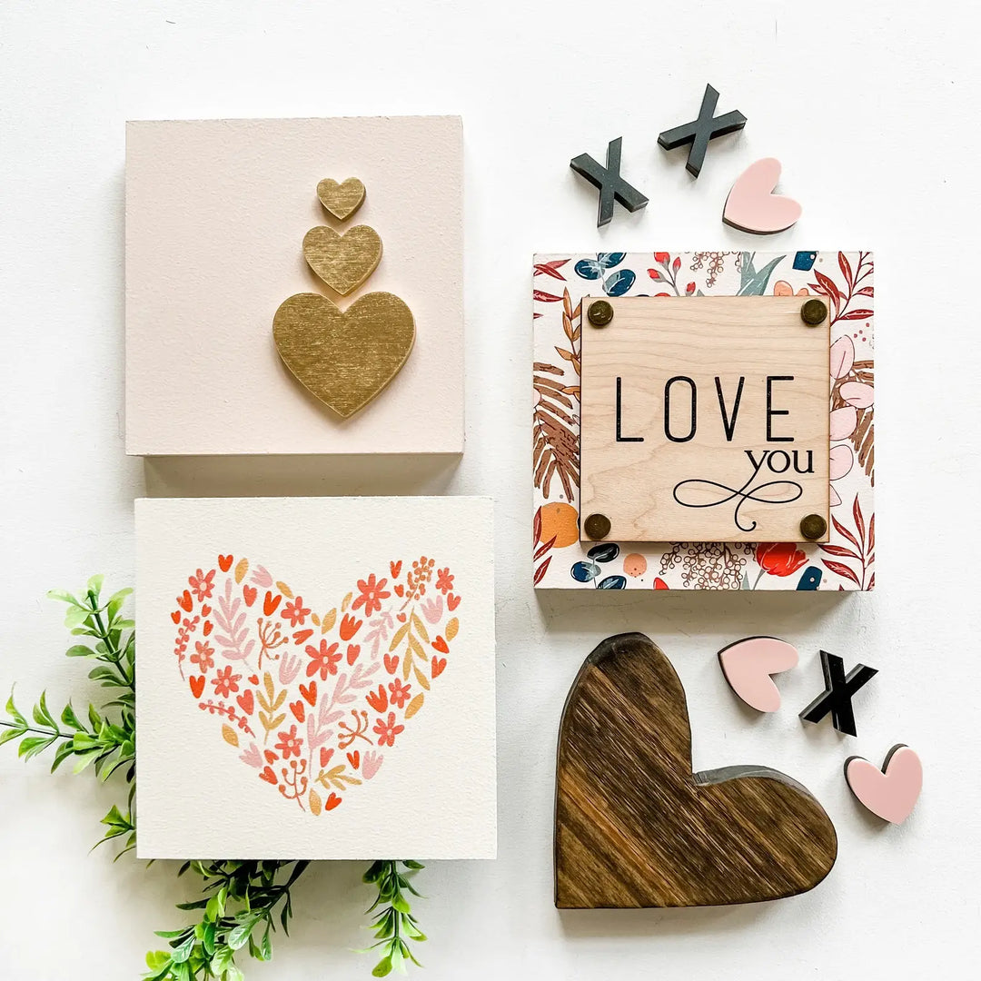 Valentines Day Mini Block Tiered Tray Signs
