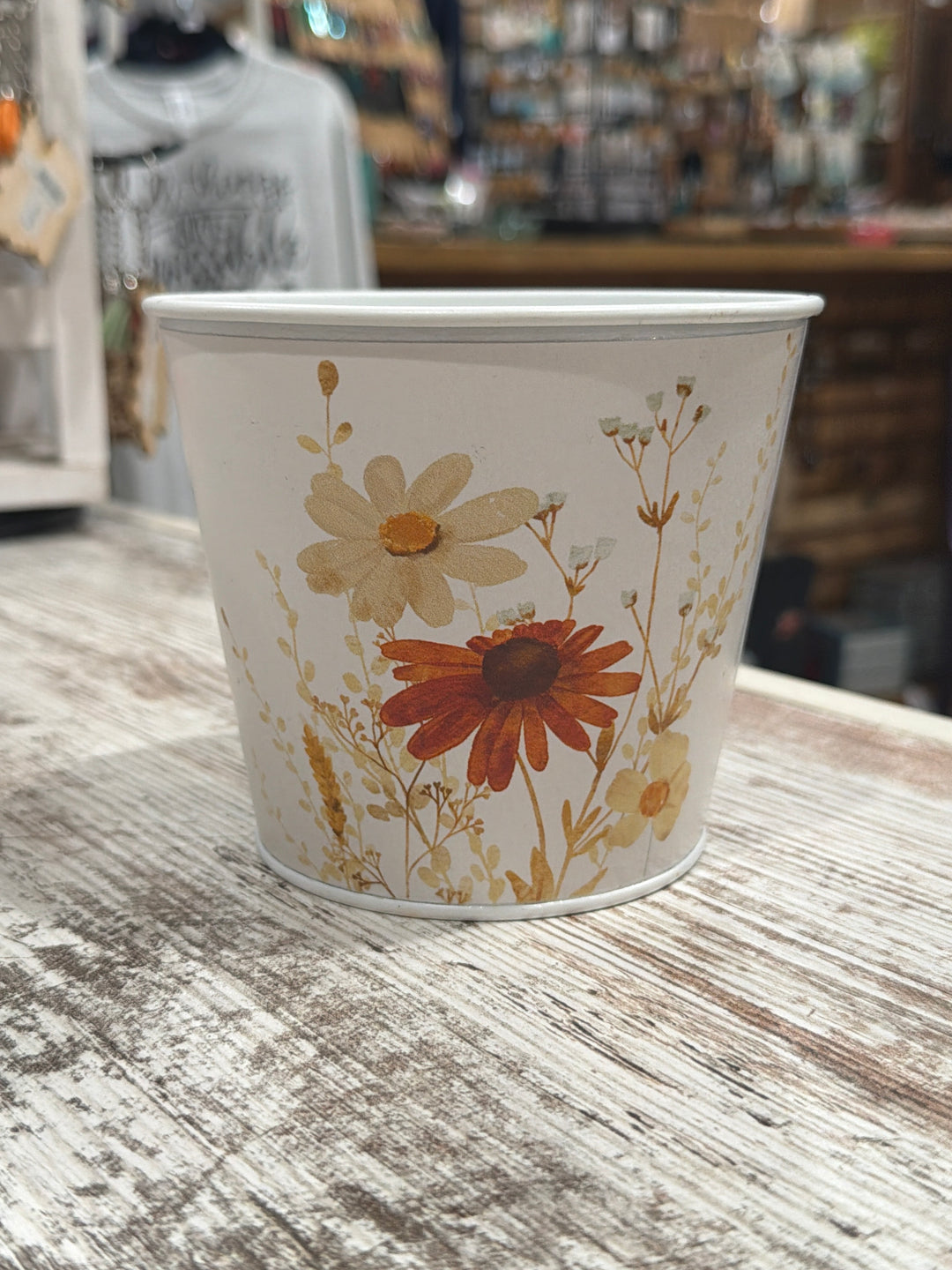 Fall Florals Metal Bucket