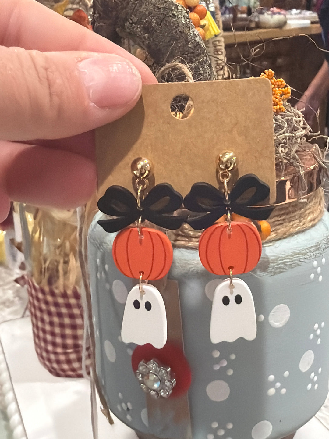 Ghost Pumpkin Dangle Earrings