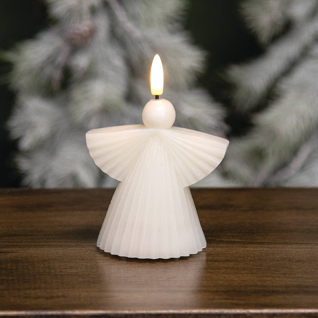 Ivory Angel LED Timer Candle - 5"