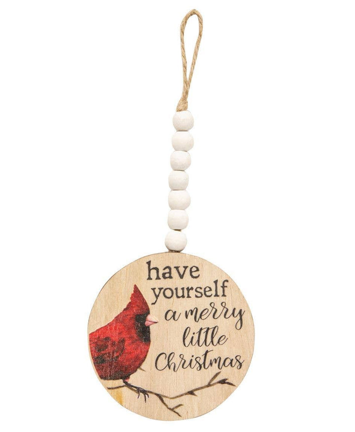Christmas Cardinal Round Beaded Ornament, 2 Assorted