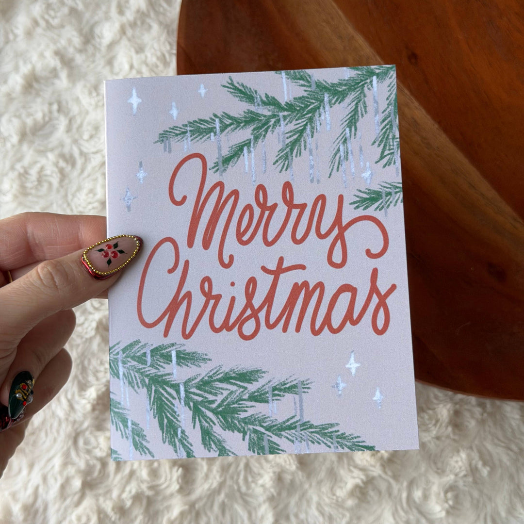 Merry Christmas Tree Cursive Card (Christmas Card)