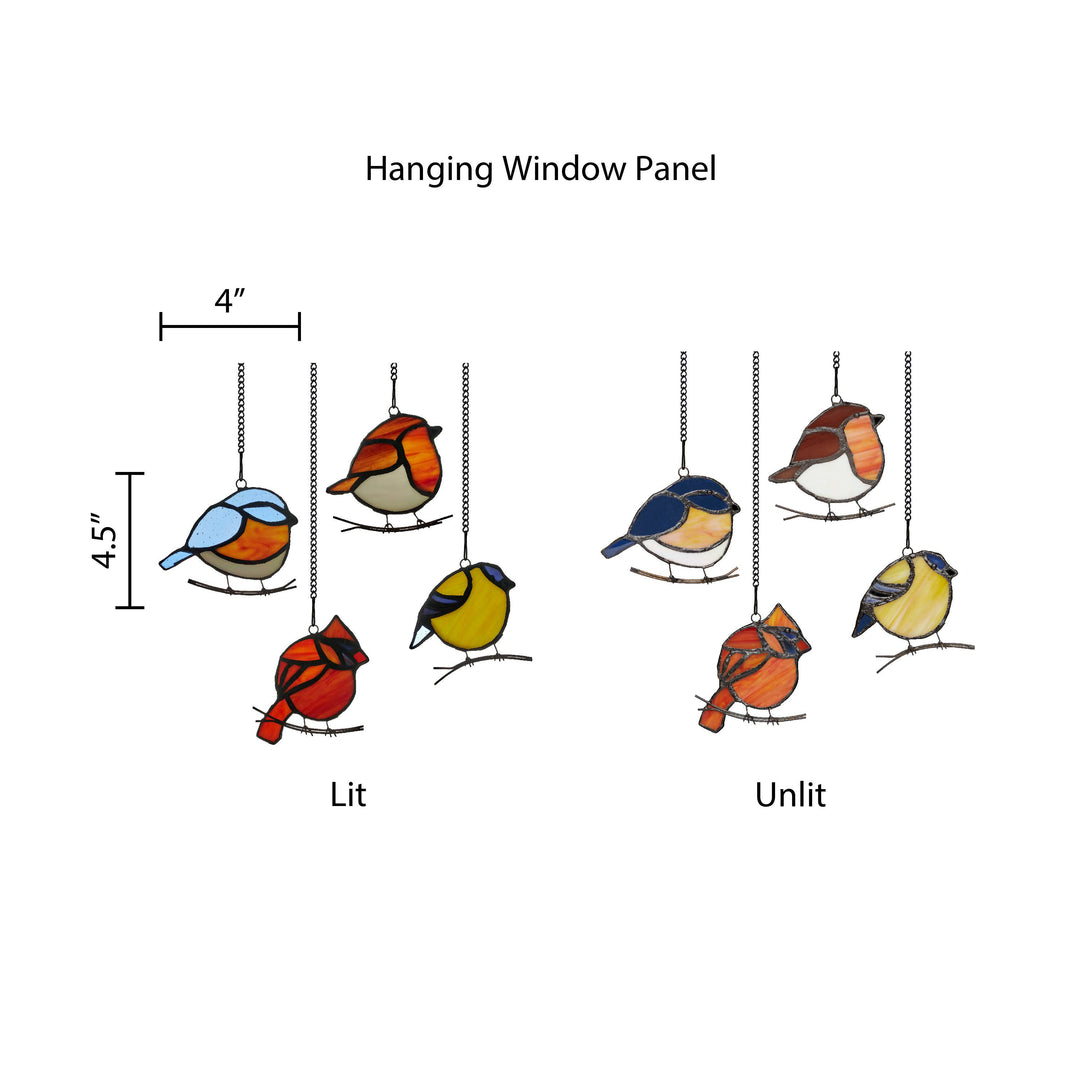 4.5"H Bird Quartet Stained Glass Window