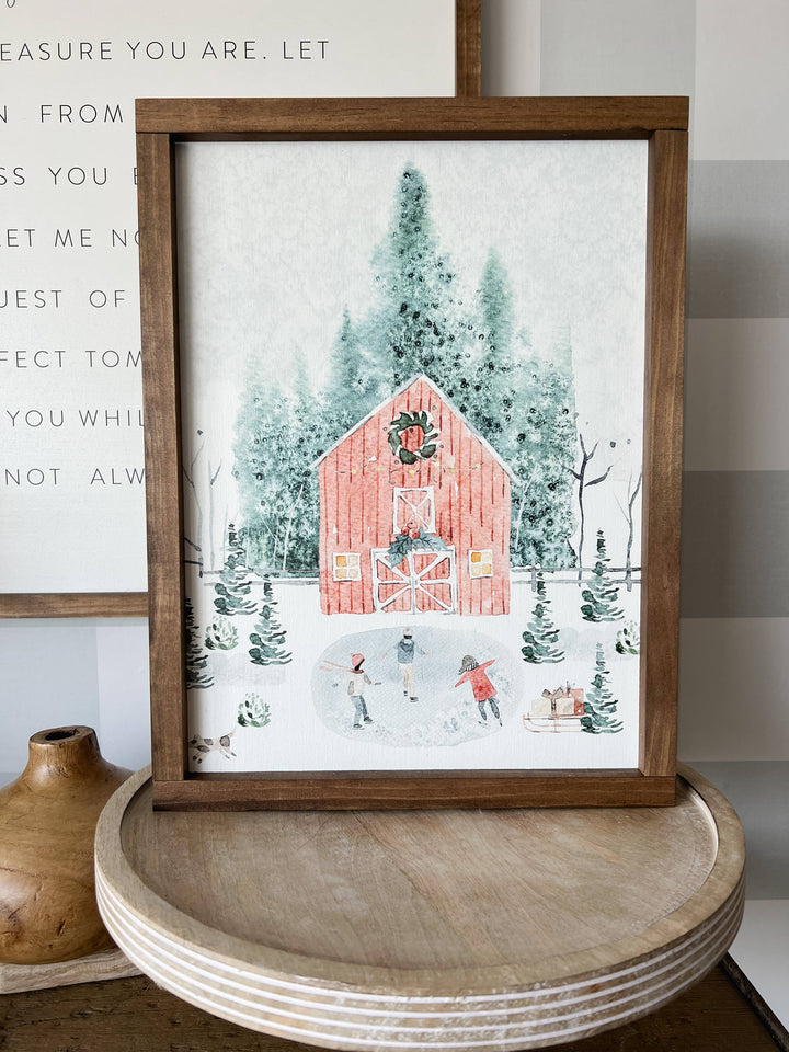 Large Winter Barn Scene | Christmas Decor